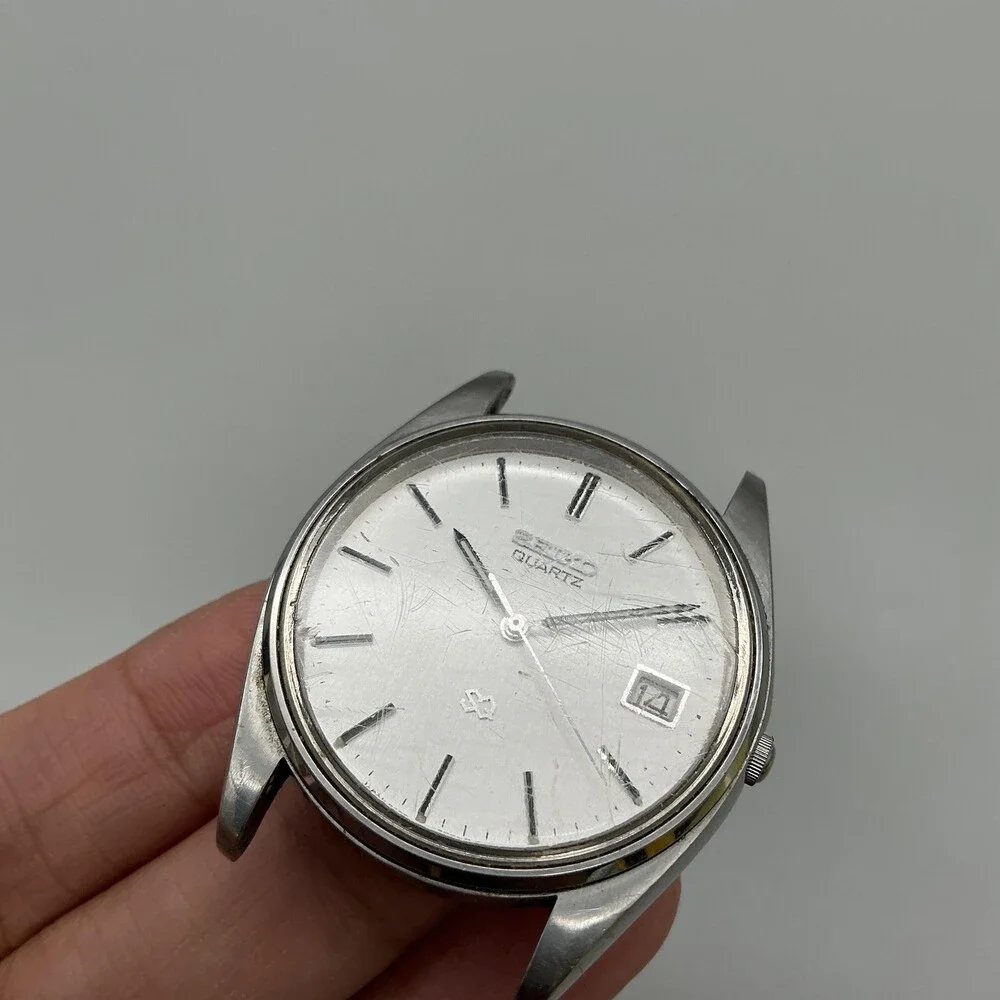 Vintage Seiko 8222-8029 Mens Watch 34mm Silver Tone Date For Parts Not Running